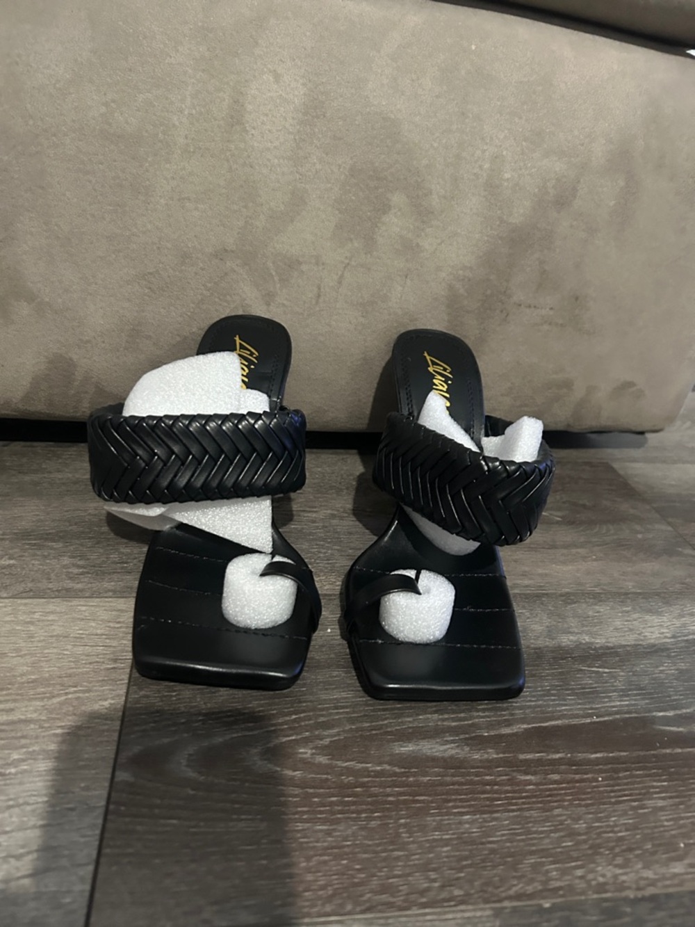 Lola Shoetique Kids Black Braided Strap Slide Sandals